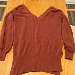 Oversized deep v/off shoulder sweater
